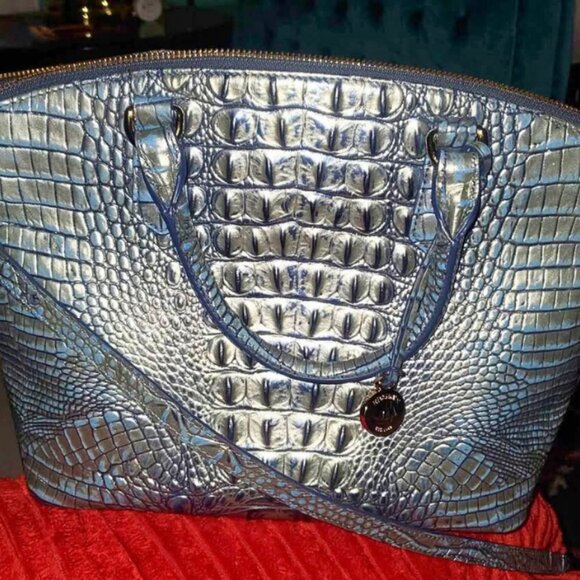 Brahmin Medium Satchel Metallic Blue - Picture 2 of 4